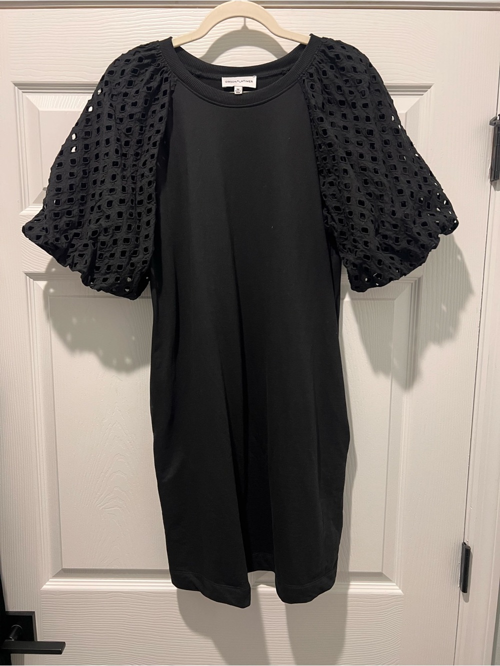 Gibson Latimer Black Puff-Sleeve Mini Dress